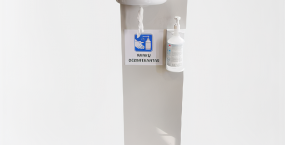 Universal stand with holders for hand disinfection