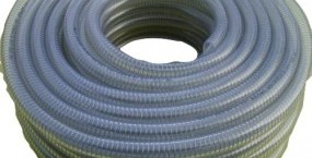 Transparent PVC hoses with galvanised steel cord